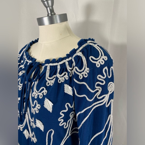 Lauren Michelle blouse embellished accents boho hippie beachy mobwife medium - Picture 3 of 6